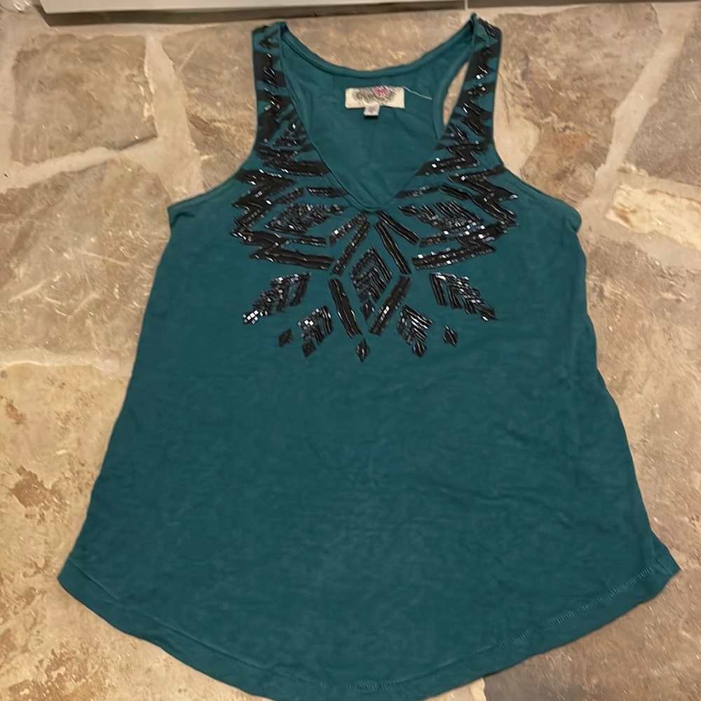 Turquoise and black beaded tank, from urban outfitters size small.